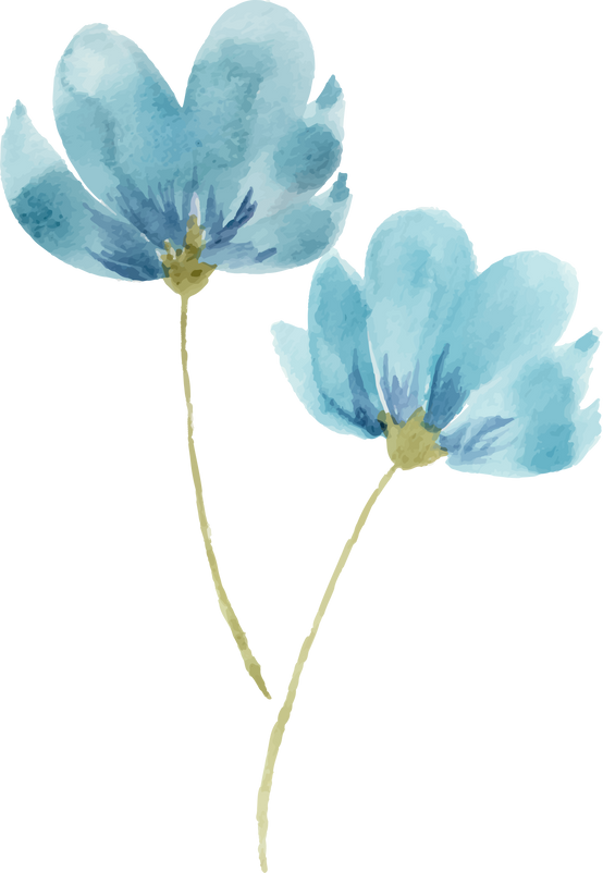 Watercolor blue flower.